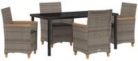 vidaXL Gartenlounge-Set Garten Essgruppe 5 pcs Grau Poly-Rattan, (5-tlg)