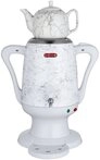Caytime Teekocher Caytime Samowar 3,5 L Semaver Edelstahl Teekocher mit wei&szlig;er