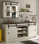 Furn.Design K&uuml;chenbuffet Stove (K&uuml;chenzeile wei&szlig; Pinie Landhaus, 3-St., Set...