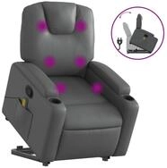 vidaXL Massagesessel, Relaxsessel mit Aufstehhilfe Grau Kunstleder