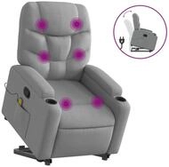 vidaXL Massagesessel, Relaxsessel mit Aufstehhilfe Hellgrau Stoff