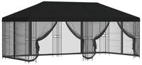 vidaXL Pavillon 6 x 3 m Pavillon mit Seitenw&auml;nden 6x3 m Schwarz Polyester und...