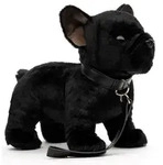 Uni-Toys Kuscheltier Franz&ouml;sische Bulldogge (schwarz) - Mit/Ohne Leine - 26 cm -