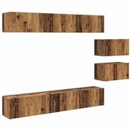 vidaXL TV-Schrank TV-Schrankset Wandmontiert Altholz Holzwerkstoff (8-St)