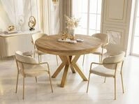 WFL GROUP Esstisch Clara Gold im Loft-Stil rund ausziehbar mit goldenen...
