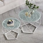 VASAGLE Couchtisch rund, Wohnzimmertisch, modern, Satztisch, Metall (2er Set,...
