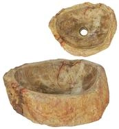 vidaXL Waschbeckenbrause Waschbecken 45x35x15 cm Fossil-Stein Cremewei&szlig;