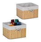 relaxdays Regalkorb Aufbewahrungskorb Set aus Bambus (2 St), natur, 2er-Pack