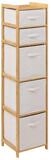 5five Simply Smart Badregal Bambusregal TIDY mit 5 Stoffk&ouml;rben, hoch, H. 144,3...