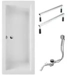 Schulte Badewanne Balos, 180x80 cm Sanit&auml;racryl Wei&szlig; Komplett-Set mit Fu&szlig;gestell