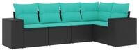 vidaXL Sofaelement 5-teiliges Gartensofa-Set mit Kissen, schwarzes Polyrattan...