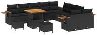 vidaXL Gartenlounge-Set Gartensofa-set 13 pcs Schwarz Poly-Rattan, (13-tlg)