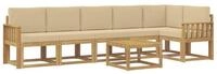 vidaXL Gartenlounge-Set Outdoor-Sofagarnitur mit Kissen 7 pcs Wei&szlig; und Beige