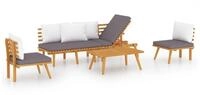 vidaXL Gartenlounge-Set 4-tlg. Garten-Lounge-Set mit Kissen Massivholz, (1-tlg)