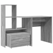 vidaXL Schreibtisch Schreibtisch Graues Sonoma 131,5 x 50 x 106,5 cm...