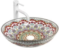 wohnwerk.idee Aufsatzwaschbecken Waschbecken Bunt Rot Blau Vintage Mexikanisch