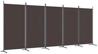 vidaXL Paravent, 5-tlg. Raumteiler Braun 433x180 cm Stoff