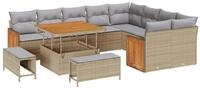 vidaXL Loungesofa Gartensofa-set mit Kissen 12 pcs Beige und Hellgrau, 12 Teile
