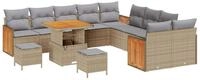vidaXL Loungesofa Gartensofa-set mit Kissen 13 pcs Beige und Hellgrau, 13 Teile