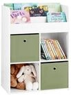 SoBuy Kinderregal KMB79, Kinder B&uuml;cherregal mit 2 Stoffboxen Spielzeugregal