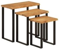 vidaXL Beistelltisch Satztische mit Baumkante 3 Stk. Massivholz (1-St)
