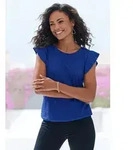 LASCANA T-Shirt mit modischer Struktur B&uuml;gelfreie Polyester-Qualit&auml;t blau...