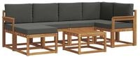 vidaXL Gartenlounge-Set Outdoor-Sofagarnitur mit Kissen 7 pcs Natur und...