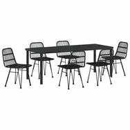 vidaXL Gartenlounge-Set Garten Essgruppe 7 pcs Schwarz Pulverbeschichteter...