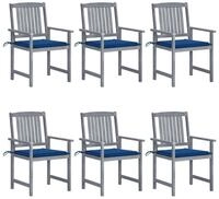 vidaXL Gartenstuhl Gartenst&uuml;hle mit Kissen 6 Stk. Massivholz Grau (6 St)