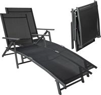 sunnypillow Gartenliege Sonnenliege klappbar - 150 kg belastbar Anthrazit, 2...
