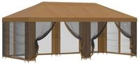 vidaXL Partyzelt Pavillon mit Seitenw&auml;nden 6 x 3 m Beige Polyester und Stahl...