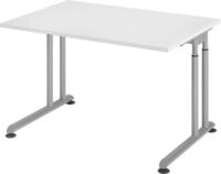 HAMMERBACHER Schreibtisch Schreibtisch C-Fu&szlig; 120x80cm Wei&szlig;/Silber