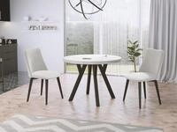 WFL GROUP Esstisch Twixy ausziehbar rund modern mit schwarzen Holzbeinen (MADE...