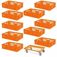 BRB-Lagertechnik Stapelbox 10x Eurobeh&auml;lter/B&auml;ckerkiste, LxBxH 600x400x150 mm...