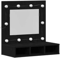 vidaXL Badezimmerspiegelschrank Spiegelschrank mit Regal Schwarz Eichen-Optik...