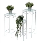 DanDiBo Blumenhocker Wei&szlig; Metall Eckig Blumenhocker 3er Set Beistelltisch