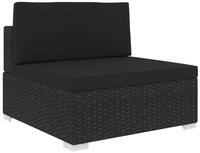 vidaXL Gartenstuhl Mittelsofa mit Kissen Modular Poly Rattan Schwarz (1 St)