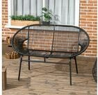 Outsunny Gartenbank Polyrattan Sitzbank 2-Sitzer Rattanbank bis 260 kg belastbar