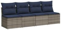 vidaXL Loungesofa, Garten-Sofa, mit Kissen Grau 227 x 62 x 69 cm Poly-Rattan, 1...