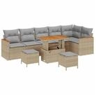 vidaXL Gartenlounge-Set Gartensofa-set 9 pcs Beige Poly-Rattan, (9-tlg)