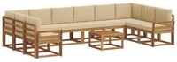 vidaXL Gartenlounge-Set Outdoor-Sofagarnitur mit Kissen 11 pcs Natur und Beige,