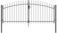 vidaXL Gartentor Doppeltor mit Schloss Woerden Grau 299,5 x 149,5 cm Stahl