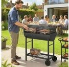 Outsunny Holzkohlegrill mit 2 Grillzonen, h&ouml;henverstellbarer Grillrost,...