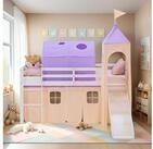 Homestyle4u Hochbett Kinderbett 90x200 Spielbett Holz Kiefer M&auml;dchen Wei&szlig; Lila