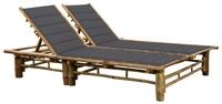 furnicato Gartenliege 2-Personen Sonnenliege Bambus 200x130x(24-87) cm Anthrazit