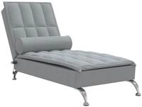 vidaXL Chaiselongue Massage-Chaiselongue mit Nackenrolle Hellgrau Stoff, 1 Teile