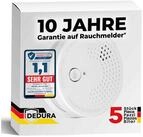 dedura Rauchmelder (10 Jahre Garantie BSI Zertifiziert nach DIN EN14604 inkl. 9V