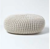 Homescapes Pouf Gro&szlig;er Strickpouf 100% Baumwolle, natur