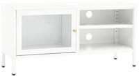 vidaXL TV-Schrank TV-Schrank Wei&szlig; 90x30x44 cm Stahl und Glas (1-St)