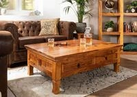 Massivmoebel24 Couchtisch OXFORD (Extravagant, Landhausstil, 2 Schubladen, braun